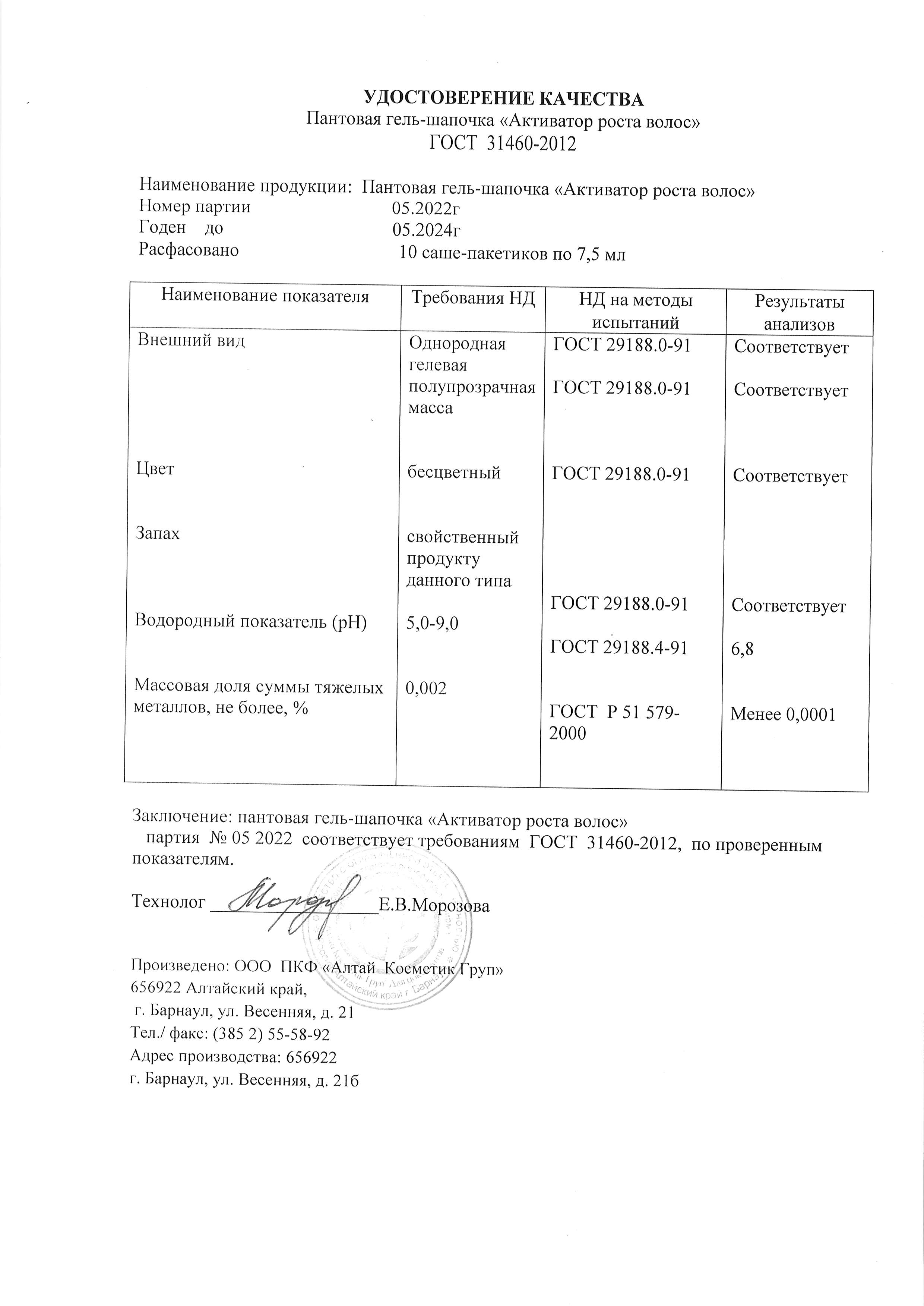 Паспорт №052022